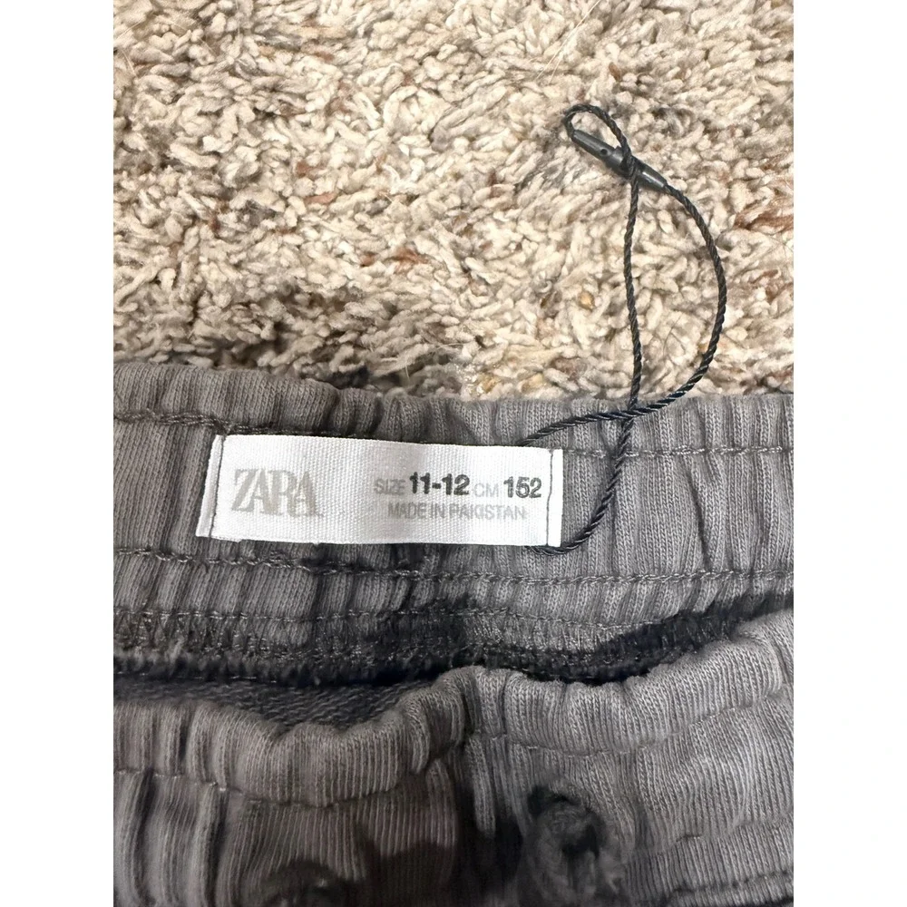 Zara Boys Gray Knit Shorts Size 11-12 Cotton Blend Drawstring Casual Lounge
